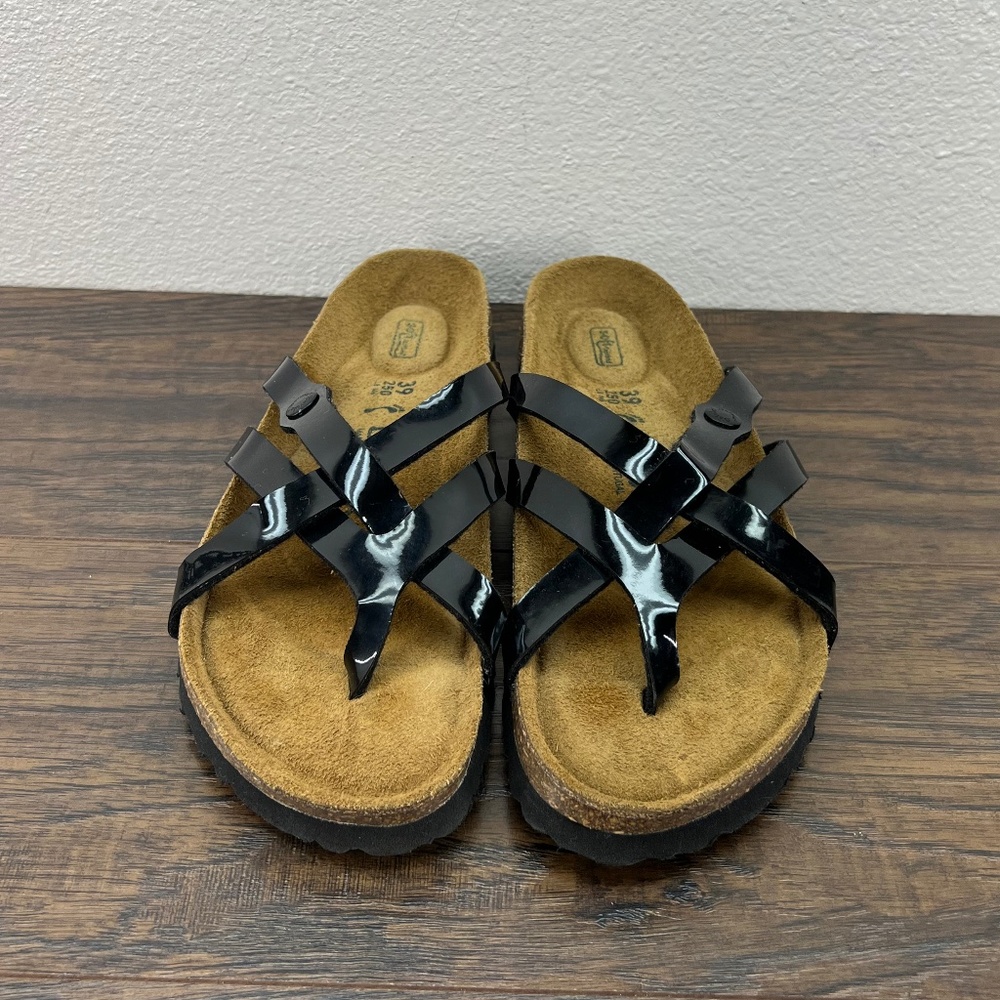 Betula Vinja By Birkenstock Black Patent Soft Footbed Sandals 39 US 8